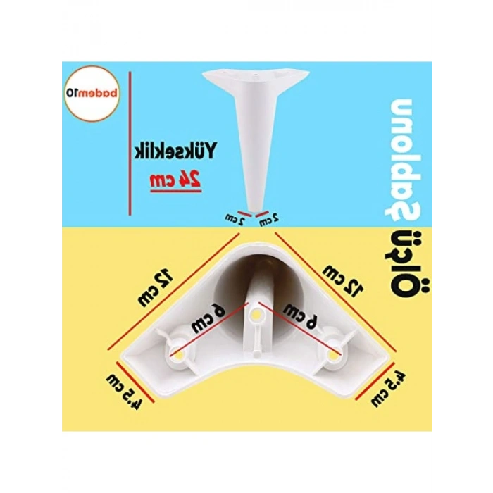24 cm Beyaz Lüks Mobilya Koltuk Ayağı - 4 ADET