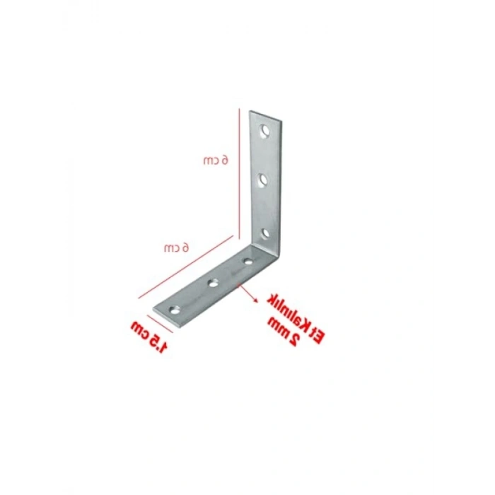 25 ADET Metal Köşebent, 60x60x15 mm, Duvar Sabitleme ve Bağlantı Aparatı