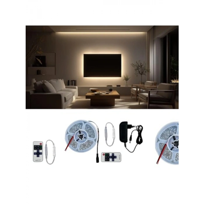 2.5 Metre Kumandalı Dimmerli Şerit LED Aydınlatma Seti, Mutfak ve İç Mekan Kullanımı için