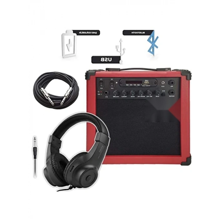 25 Watt Şarjlı Elektro Gitar Amfisi, USB ve Bluetooth Destekli