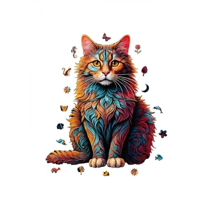 250 Parçalı Ahşap Kedi Puzzle - Sanat Eseri Niteliğinde