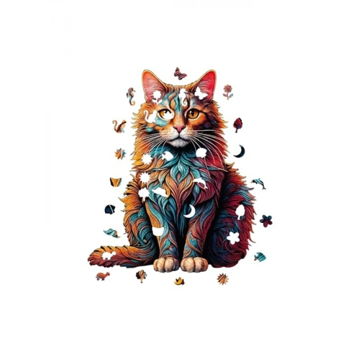250 Parçalı Ahşap Kedi Puzzle - Sanat Eseri Niteliğinde