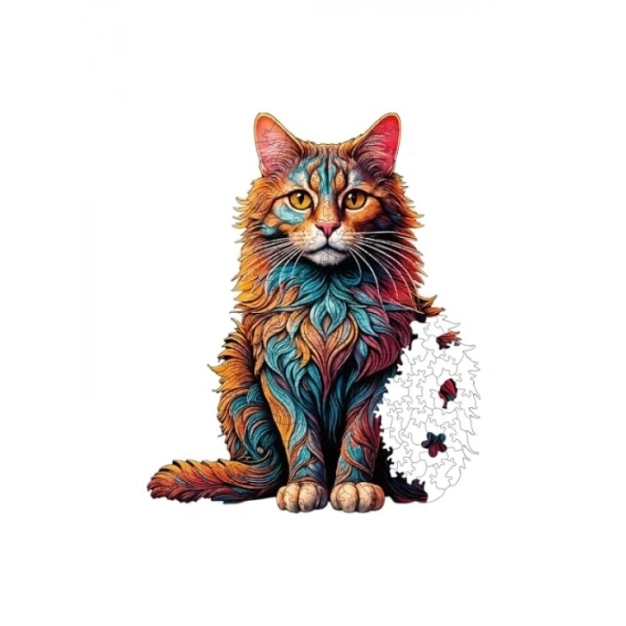 250 Parçalı Ahşap Kedi Puzzle - Sanat Eseri Niteliğinde