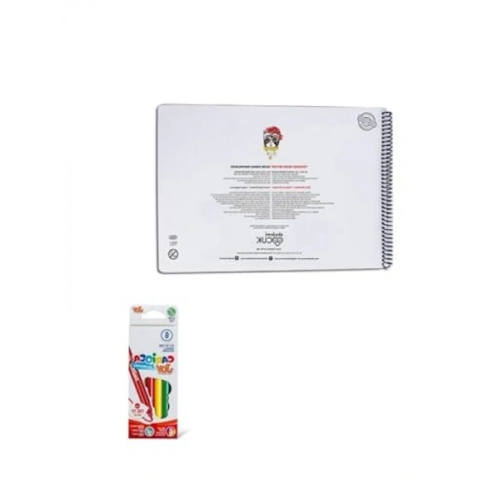 25x35 cm Tükenmez Resim Defteri ve 6lı Renk Seti