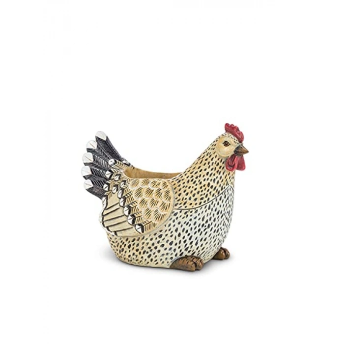 27 cm Yüksek Bej/Siyah Horoz Saksısı