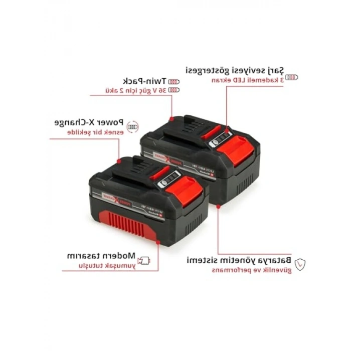 2x18V 4.0 Ah İki Adet Akü, Güçlü ve Uzun Ömürlü