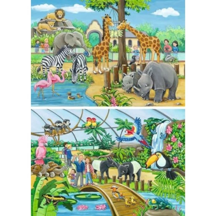 2x24 Parça Renkli Hayvan Temalı Puzzle, 3 Yaş ve Üzeri için Eğlenceli Oyun
