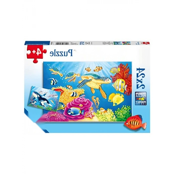 2x24 Parça Sualtı Temalı Puzzle, 3+ Yaş için Renkli Tasarım