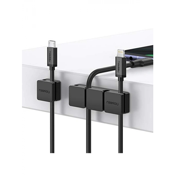 3 + 1 Kanallı Siyah Silikon Kablo Düzenleyici Organizer