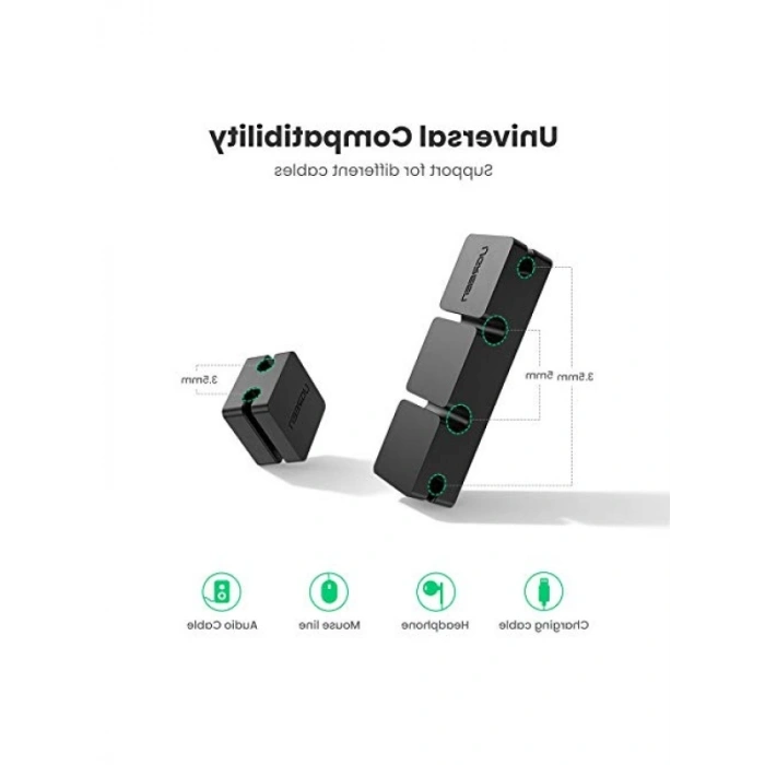 3 + 1 Kanallı Siyah Silikon Kablo Düzenleyici Organizer