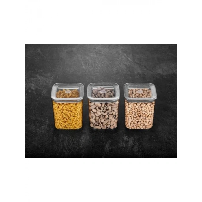 3 Adet 1000 Ml Kapasiteye Sahip Kare Saklama Kabı