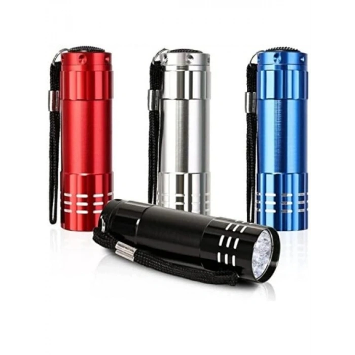 3 Adet Mini Metal Fener - 9 LEDli Acil Durum Aydınlatması