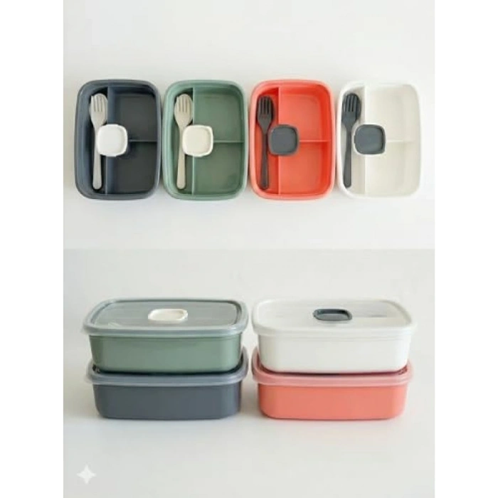 3 Bölmeli Sızdırmaz Lunch Box - Beyaz