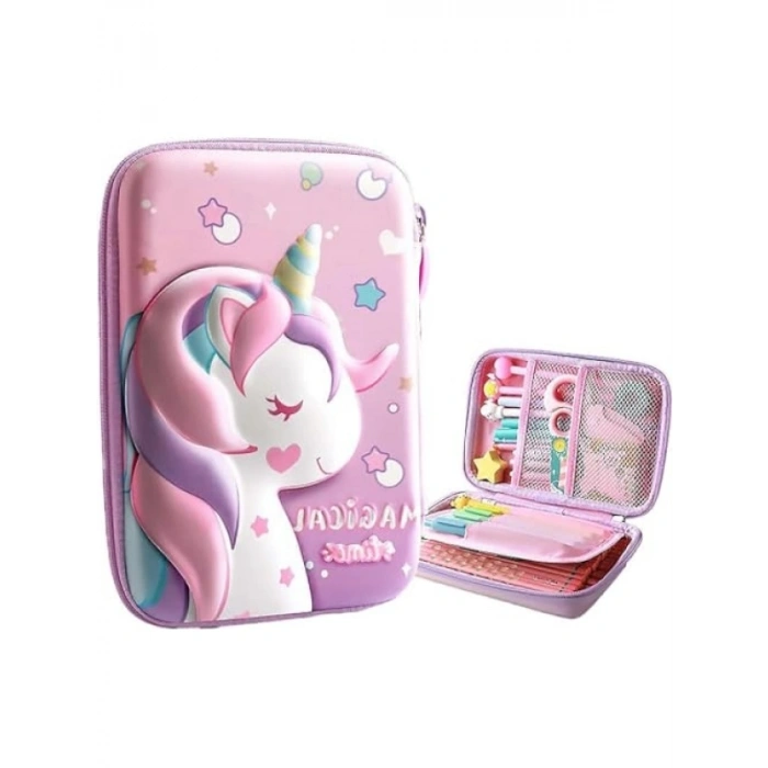 3 Boyutlu Unicorn Temalı Su Geçirmez Kalem Kutusu