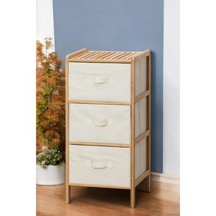 3 Çekmeceli Bambu Organizer - Çok Amaçlı Düzenleyici