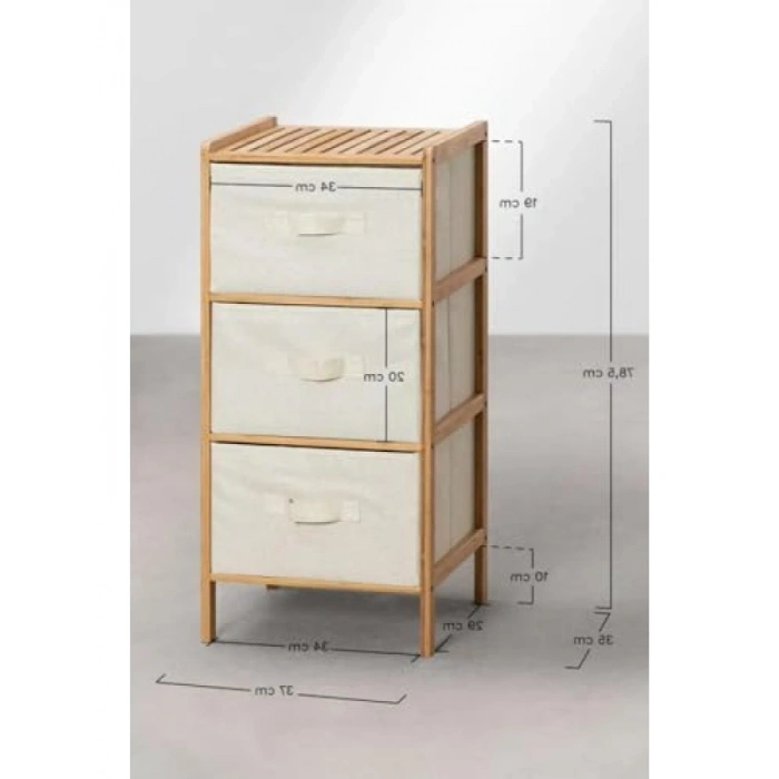 3 Çekmeceli Bambu Organizer - Çok Amaçlı Düzenleyici
