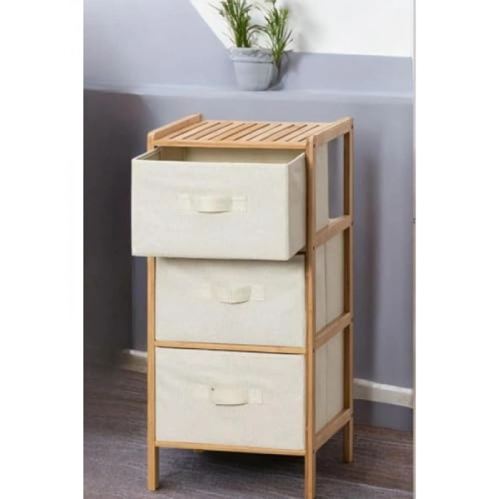 3 Çekmeceli Bambu Organizer - Çok Amaçlı Düzenleyici
