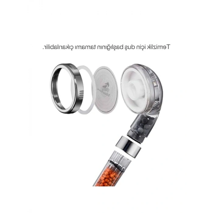 3 Fonksiyonlu Arıtmalı Duş Başlığı, %200 Su Basıncı Artışı, Su Tasarrufu