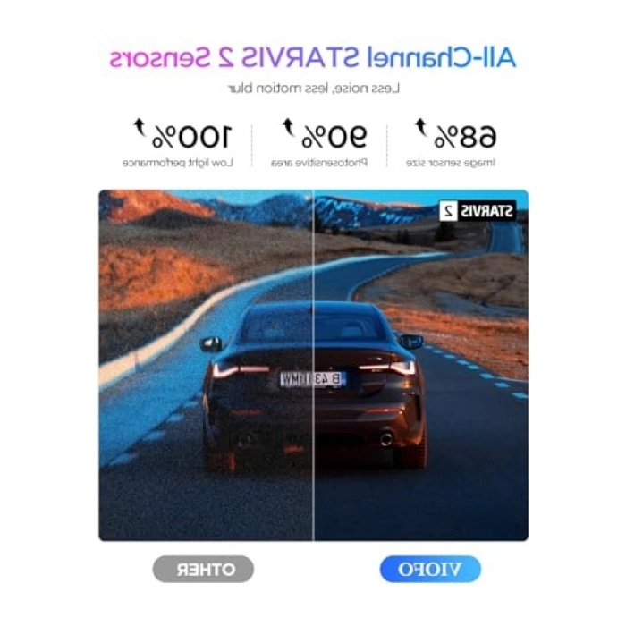 3 Kameralı Araç Kamerası, Ön+Arka+İç, 4K+2K+2K, Wi-Fi, GPS Destekli