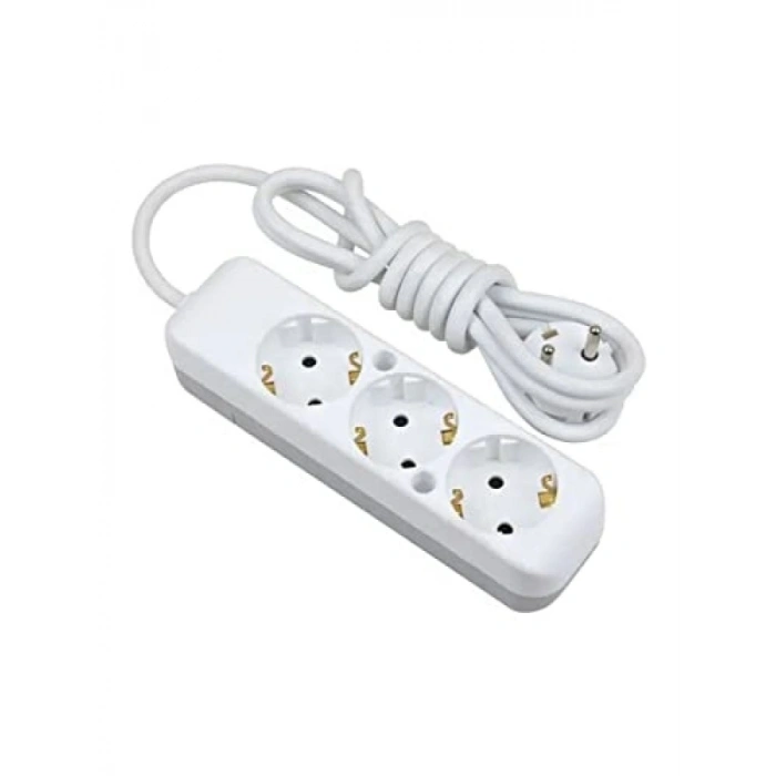 3lü 5 Metre Uzatma Kablolu Topraklı Grup Priz