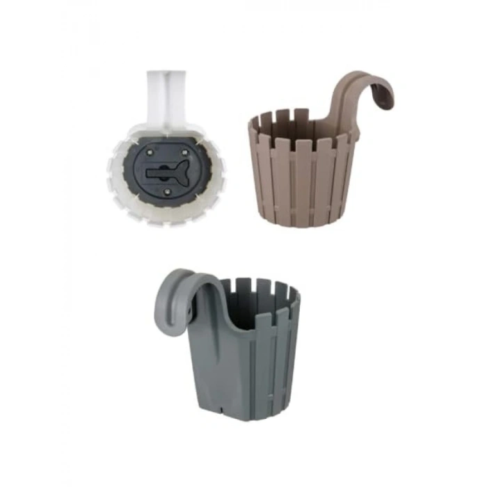 3lü Renkli Akasya Balkon Saksı Seti, 1.5 Litre | Kahve, Beyaz ve Antrasit