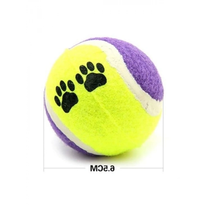 3lü Renkli Desenli Tenis Topu - Kedi ve Köpek Oyuncağı