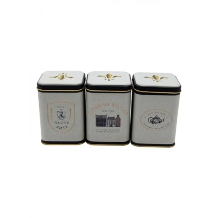 3lü Set Kare Metal Saklama Kabı - 87x87x125 mm