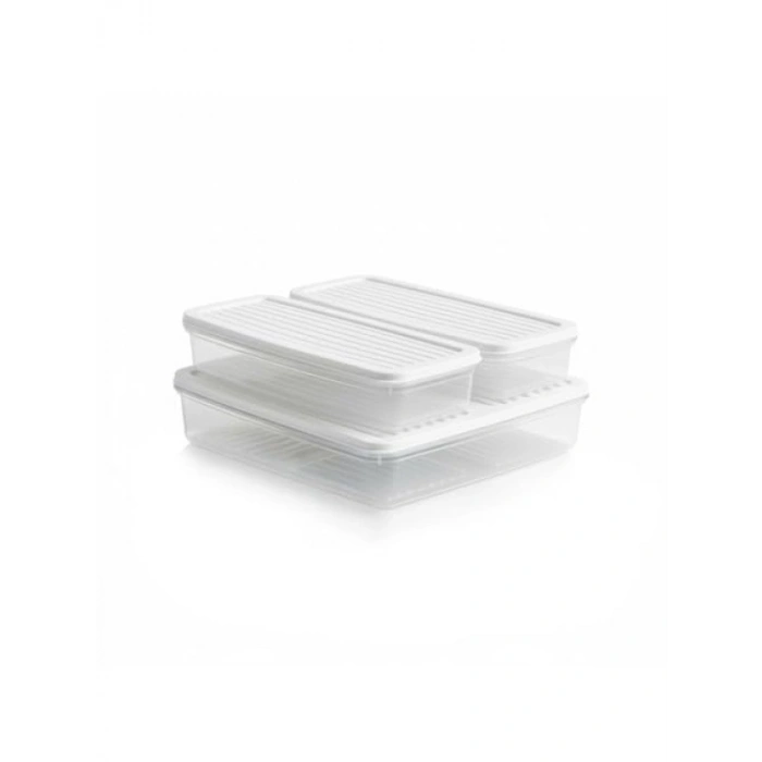3lü Slim Buzdolabı Saklama Kabı Seti (1 Büyük ve 2 Küçük)