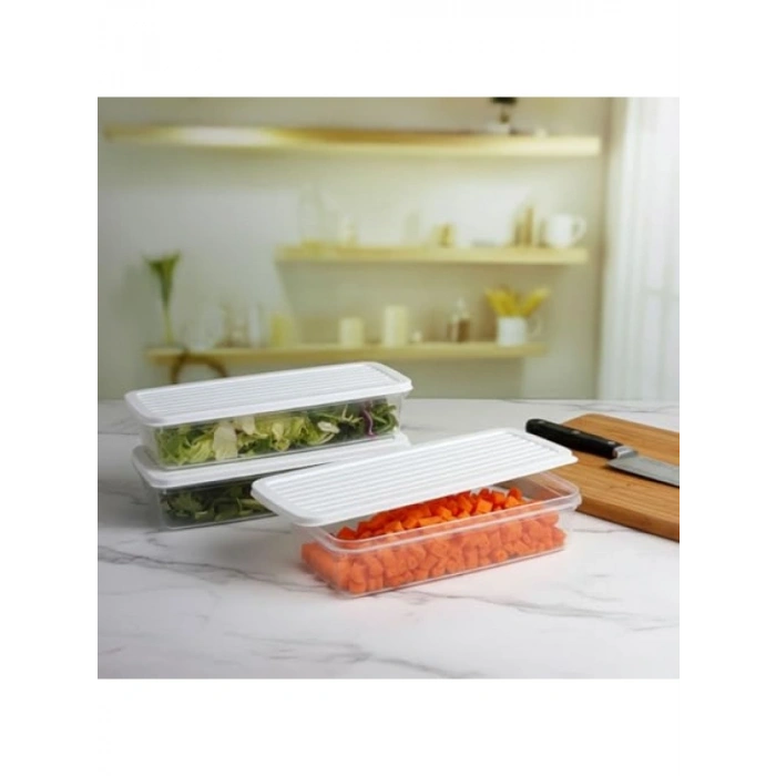 3lü Slim Buzdolabı Saklama Kabı Seti (1 Büyük ve 2 Küçük)