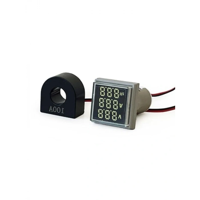 3lü Volt Amper Hertz Ölçüm Cihazı - AC 60-500V, 0-100A, 20-75Hz