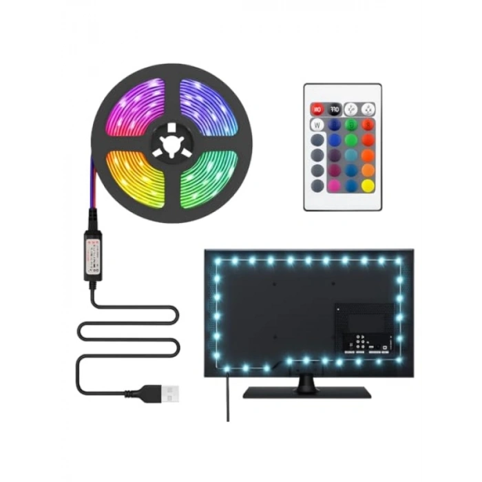 3 Metre RGB Şerit LED Işık Seti - Kumandalı ve Düşük Enerji Tüketimi