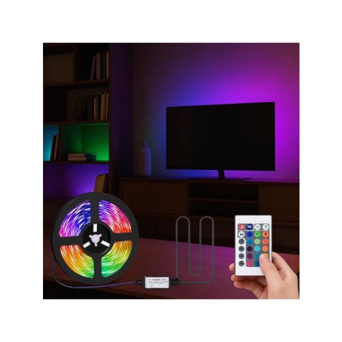 3 Metre RGB Şerit LED Işık Seti - Kumandalı ve Düşük Enerji Tüketimi
