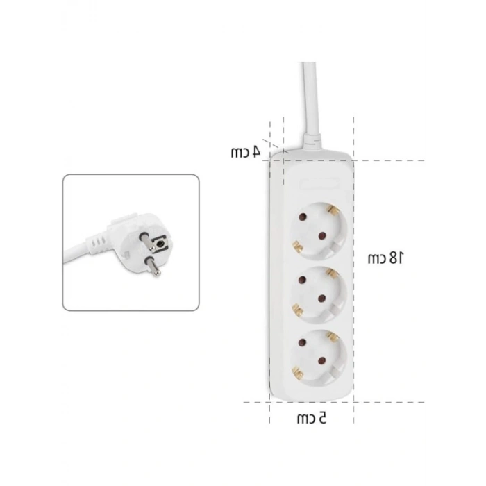 3 Metre Uzatma Kablosu, 3’lü Topraklı Priz