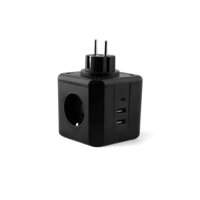 3 Prizli Grup Şarj Fişi, 2 USB + 1 Type-C, Kısa Devre Koruma
