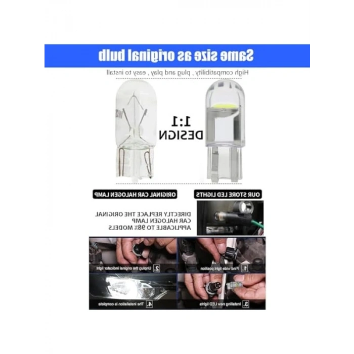 30 Adet 194 LED Ampul, 6000K Beyaz, Yüksek Parlaklık