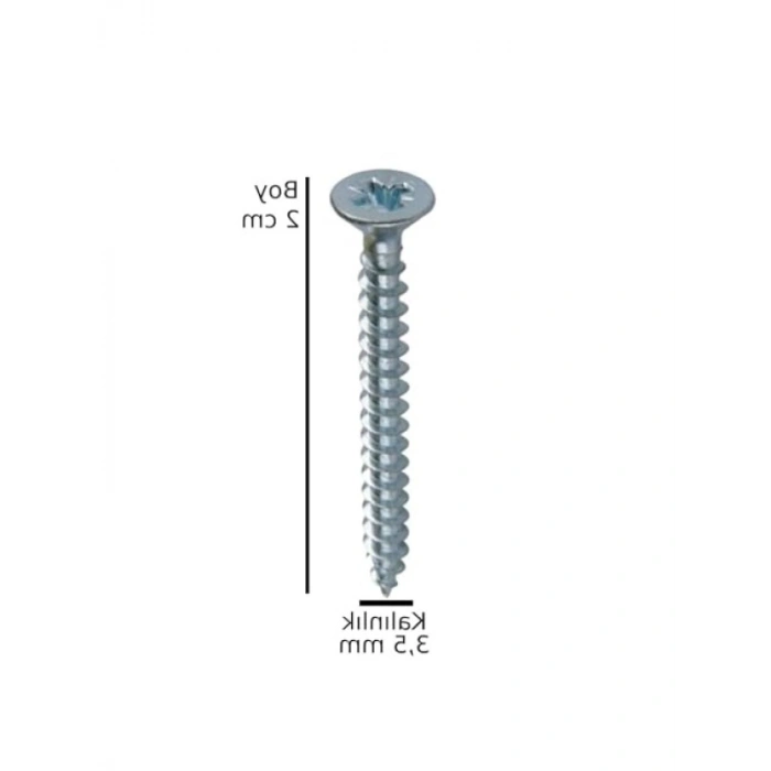 30 Adet Yıldız Uçlu Ahşap Ağaç Tahta Vidası, 2 cm Boy, 3.5 mm Kalınlık