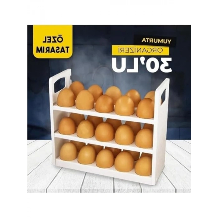 30 Bölmeli Yumurta Organizeri, 3 Katlı BPA İçermeyen Saklama Kabı
