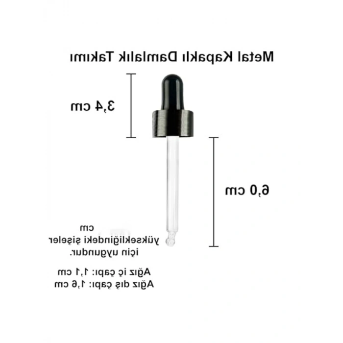 30 ml Metal Kapaklı Damlalık Şişe Seti, 6 Adet Cam Şişe
