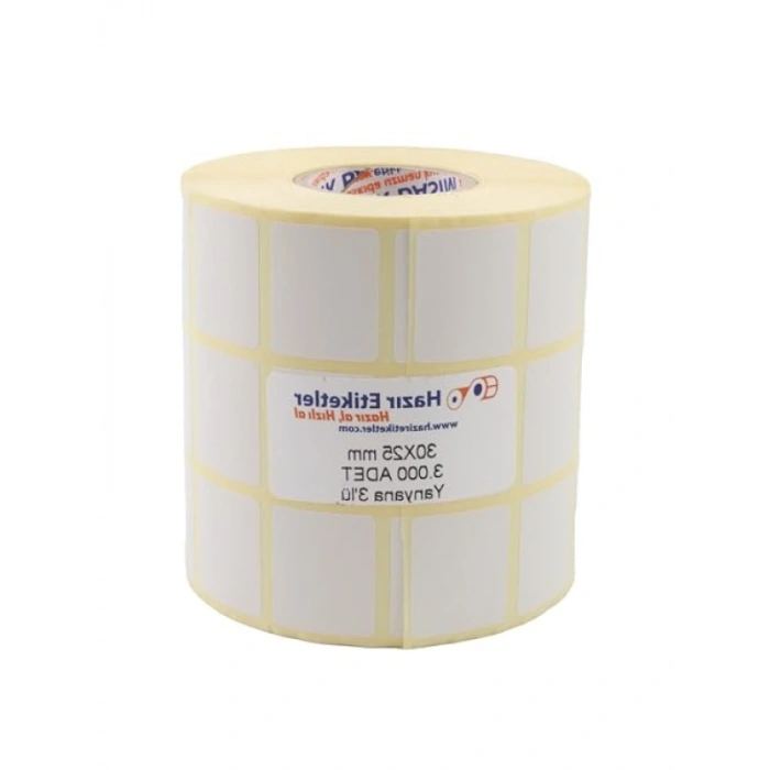 30mm x 25mm Eko Termal Etiket - 3000 Adet, 3lü Rulo