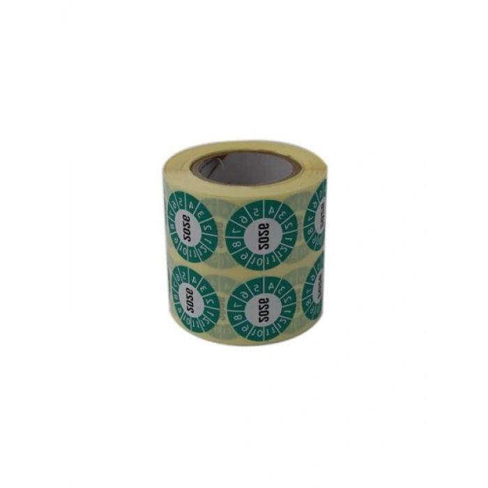 30mm x 30mm Tarih Seçme Etiketi Rulo - 1000 Adet (Yeşil)