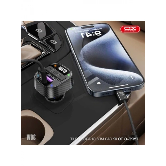 30W PD Hızlı Şarjlı Araç MP3 Şarj Cihazı, Bluetooth V5.3, FM Verici