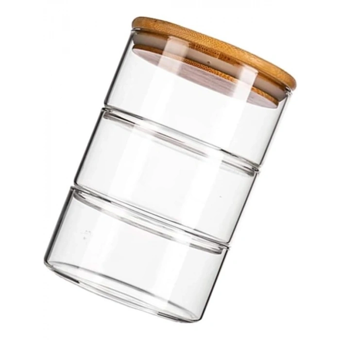 320 ml Bambu Kapaklı Cam Kavanoz Seti, Hava Geçirmez