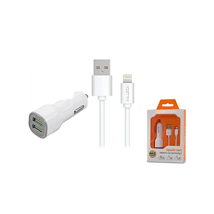 3.4A Hızlı Şarj Araç Şarj Cihazı, 2 USB, Beyaz