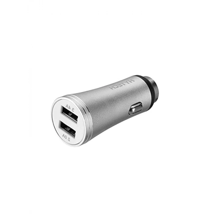 3.4A Hızlı Şarj Micro USB Kablolu Araç Şarj Cihazı - Metal, Gümüş