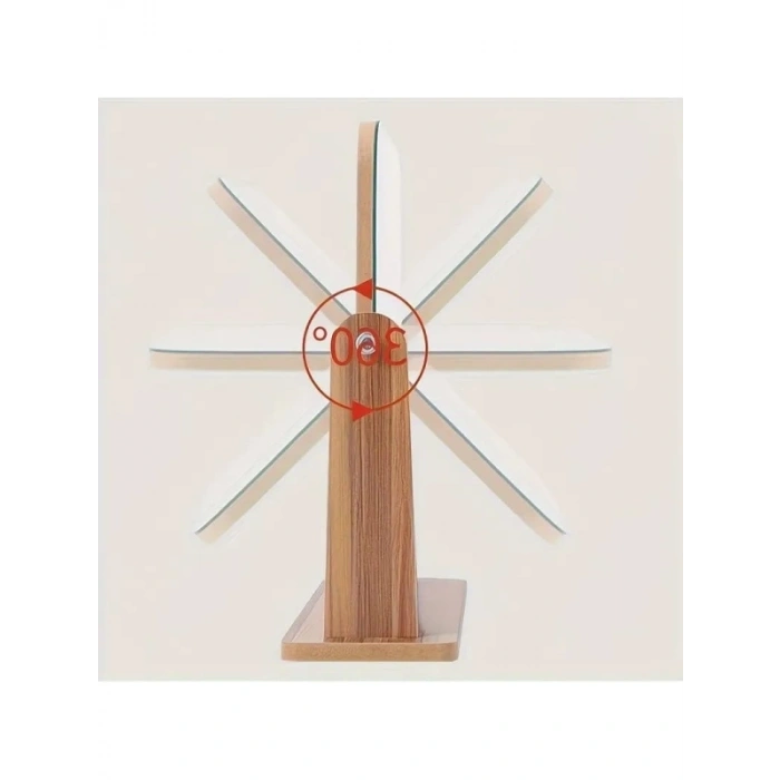 360 Derece Dönebilen Ahşap Masaüstü Makyaj Aynası, 13x18 cm