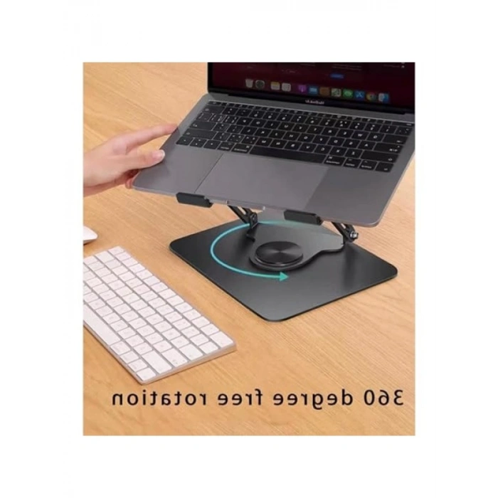 360 Derece Dönen Tabanlı Katlanabilir Laptop Standı (Koyu Gri)
