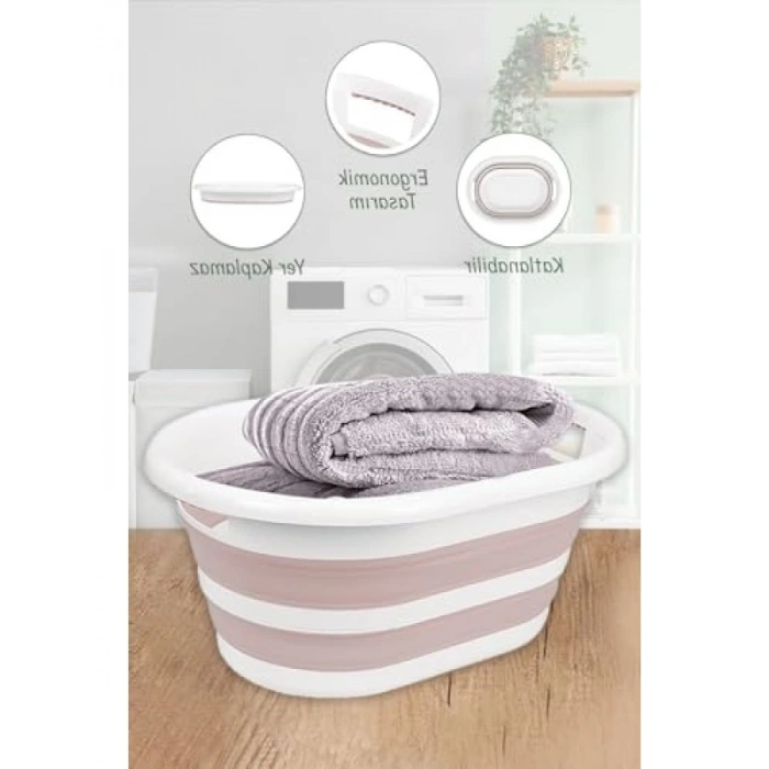 38 Litre Katlanabilir Silikon Çamaşır Sepeti, Taşınabilir Düzenleyici