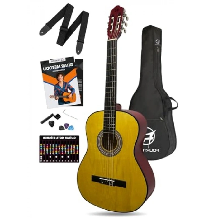 4/4 Sarı Klasik Gitar Seti ile Sap Ayarlı