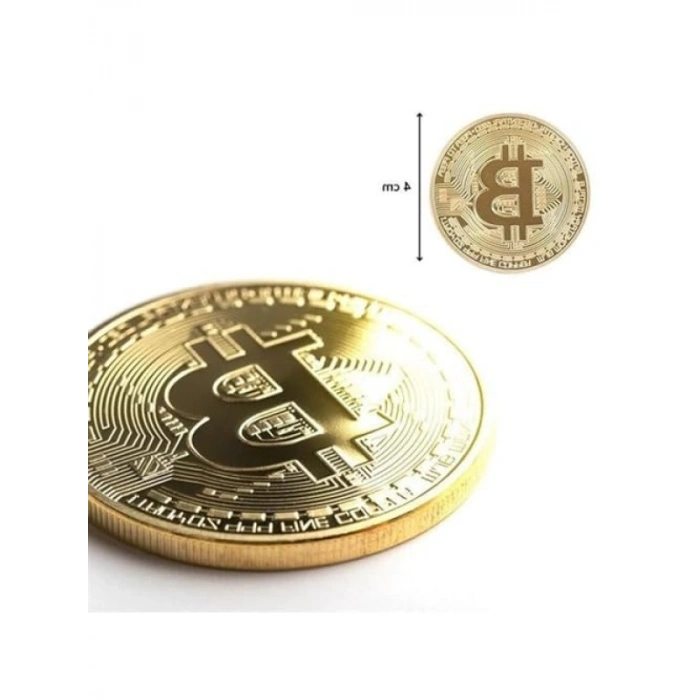 4 Adet Altın Rengi Bitcoin Hatıra Sikkesi - Koleksiyonluk Süs Eşyası
