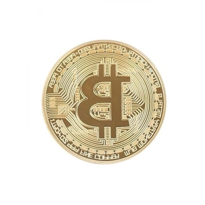 4 Adet Altın Rengi Bitcoin Hatıra Sikkesi - Koleksiyonluk Süs Eşyası